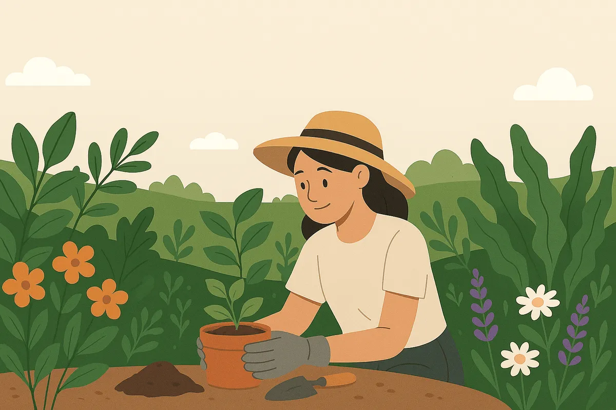 A beautiful botanical garden pathway lined with colorful flowers and lush greenery, perfect for beginner visitors